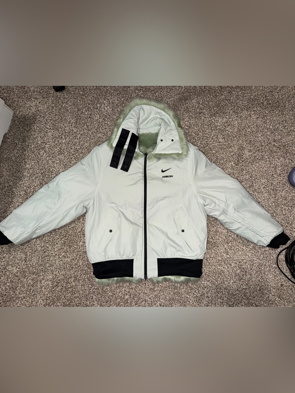 Nike Light Mint Faux Fur Coat